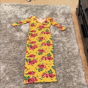 Yellow capella maxi dress with roses